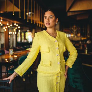 Yellow Women's Suit | 2 Piece Set Jacket and Skirt | Lumiere