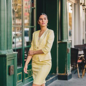 Yellow Women’s Suit | 2 Piece Set Jacket and Skirt | Amazonia Life