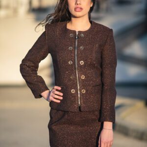 Brown Women’s Suit | 2 Piece Set Jacket and Skirt | Chocolate Sparkle