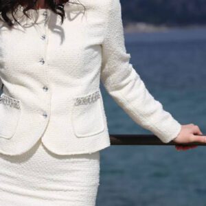 White Women's Suit | 2 Piece Set Jacket and Skirt | Arctic White