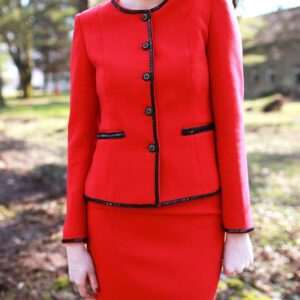 Red Women’s Suit | 2 Piece Set Jacket and Skirt | Carmine Red