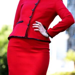 Red Women’s Suit | 2 Piece Set Jacket and Skirt | Carmine Red